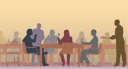 simsearch:400-04399731,k - Editable vector scene of people eating in a restaurant Stock Photo - Budget Royalty-Free & Subscription, Code: 400-04217039