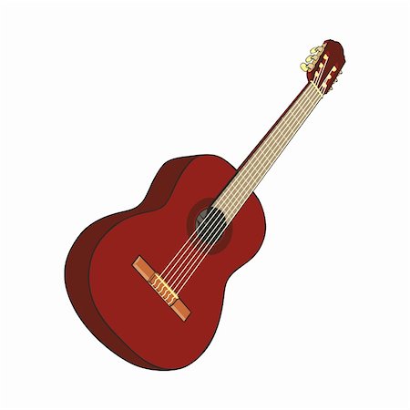 fully editable vector illustration of classic guitar Stock Photo - Budget Royalty-Free & Subscription, Code: 400-04217030