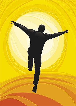 simsearch:400-07033341,k - Illustration of Happy Man Jumping Foto de stock - Super Valor sin royalties y Suscripción, Código: 400-04217134