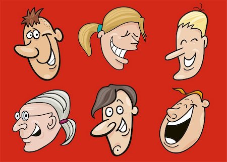 Cartoon vector illustration of set of funny faces Foto de stock - Super Valor sin royalties y Suscripción, Código: 400-04217157