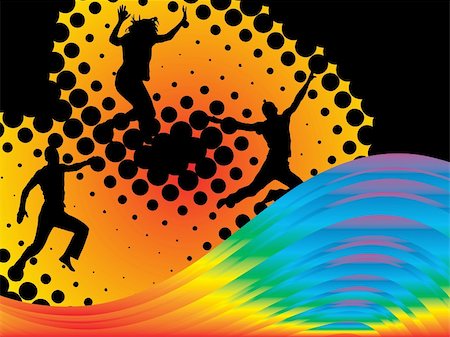 simsearch:400-04215852,k - vector eps10 illustration of jumping teenager silhouettes on a colorful background Stock Photo - Budget Royalty-Free & Subscription, Code: 400-04217202