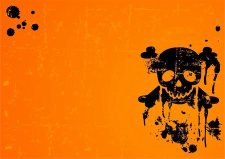 Halloween Skull on grange radial background with place for copy/text Stock Photo - Budget Royalty-Free & Subscription, Code: 400-04217249