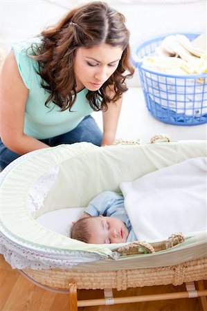 simsearch:400-04118442,k - Young mother looking at her little son sleeping in his bed at home Stock Photo - Budget Royalty-Free & Subscription, Code: 400-04217242