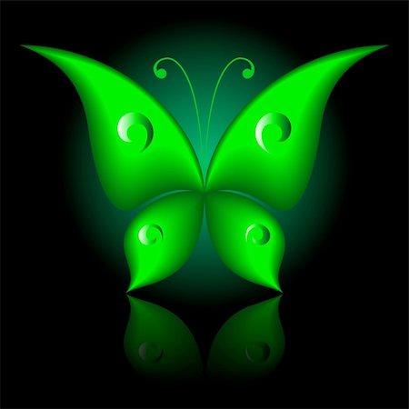 simsearch:400-08787096,k - Vector illustration of green icon simply butterfly Photographie de stock - Aubaine LD & Abonnement, Code: 400-04217258