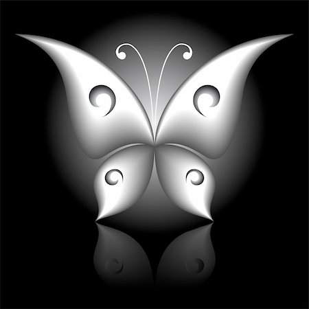 simsearch:400-07486829,k - Vector illustration of black icon simply butterfly Foto de stock - Super Valor sin royalties y Suscripción, Código: 400-04217259