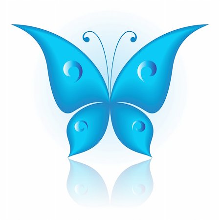 simsearch:400-05254138,k - Vector illustration of blue icon simply butterfly Foto de stock - Royalty-Free Super Valor e Assinatura, Número: 400-04217260