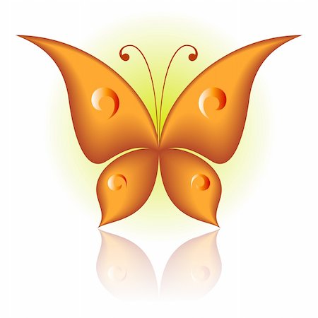simsearch:400-07486829,k - Vector illustration of orange icon simply butterfly Foto de stock - Super Valor sin royalties y Suscripción, Código: 400-04217261