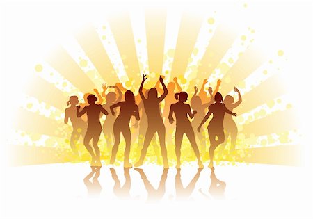 simsearch:400-04133171,k - Group of people dancing with the sun in the background. Stock Photo - Budget Royalty-Free & Subscription, Code: 400-04217308