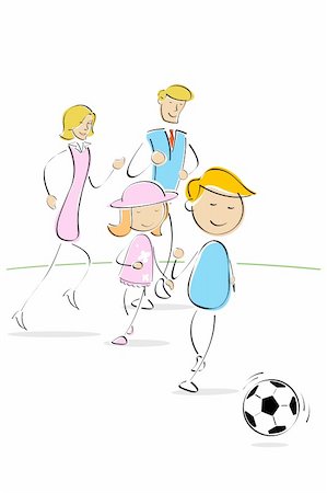 illustration of family playing soccer Stock Photo - Budget Royalty-Free & Subscription, Code: 400-04217376