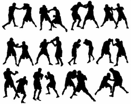 Set of different boxing silhouettes. Vector illustration. Stockbilder - Microstock & Abonnement, Bildnummer: 400-04217382