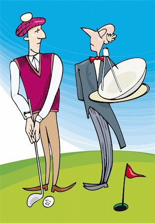 satellite dish drawing images - Illustration of Lord playing golf Stock Photo - Budget Royalty-Free & Subscription, Code: 400-04217429