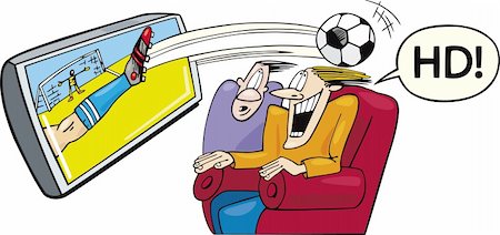 flat soccer ball - Illustration of two men watching sport on high definition television Stock Photo - Budget Royalty-Free & Subscription, Code: 400-04217436