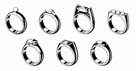 simsearch:400-04574409,k - Eight romantic wedding rings. Vector Stock Photo - Budget Royalty-Free & Subscription, Code: 400-04217463