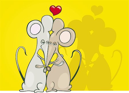 funny mice - Illustration of two mice in love giving a hug Stock Photo - Budget Royalty-Free & Subscription, Code: 400-04217478