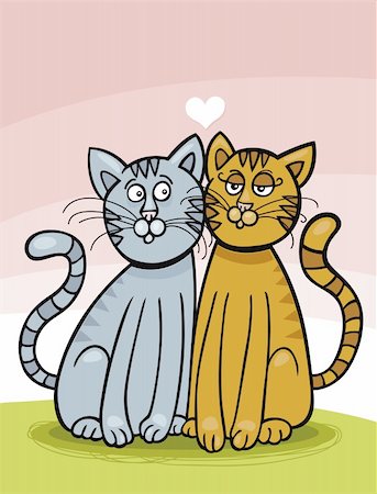 Illustration of two Cats in Love Stock Photo - Budget Royalty-Free & Subscription, Code: 400-04217470