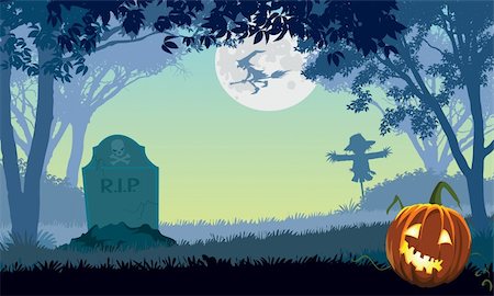 Halloween scary park, illustration for Halloween holiday Stock Photo - Budget Royalty-Free & Subscription, Code: 400-04217531