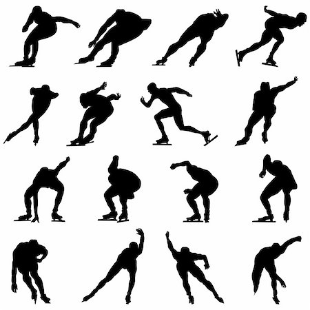 simsearch:400-04218163,k - Skating man silhouette set for design use Photographie de stock - Aubaine LD & Abonnement, Code: 400-04218163