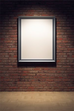 dark and gloomy room - blank frame in the gallery, 3d render Stock Photo - Budget Royalty-Free & Subscription, Code: 400-04218626