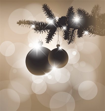 simsearch:400-04723812,k - Vector silhouette of a Christmas tree with bulbs and golden lights Stock Photo - Budget Royalty-Free & Subscription, Code: 400-04218984