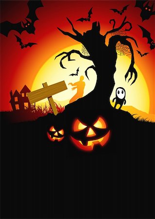 A scary vector halloween background! Foto de stock - Super Valor sin royalties y Suscripción, Código: 400-04219009
