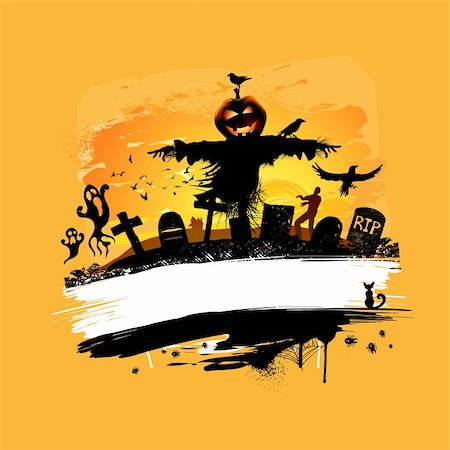 espantalho - Halloween vector background design with room for text. Foto de stock - Royalty-Free Super Valor e Assinatura, Número: 400-04219024