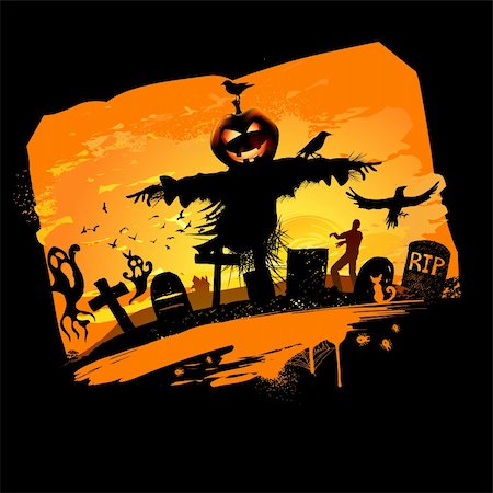espantalho - Halloween vector background design with room for text. Foto de stock - Royalty-Free Super Valor e Assinatura, Número: 400-04219025