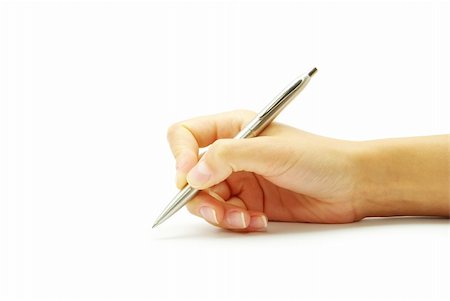 simsearch:400-06454922,k - Hand and pen on the white background Stock Photo - Budget Royalty-Free & Subscription, Code: 400-04219093