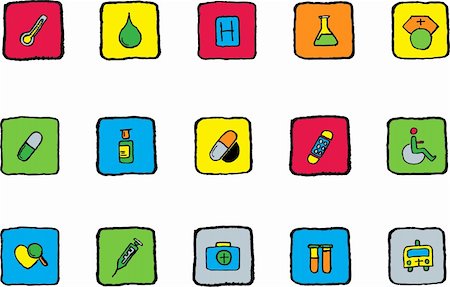 Healthcare and Pharma icons Bright colors Stock Photo - Budget Royalty-Free & Subscription, Code: 400-04219229