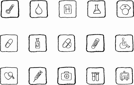 Healthcare and Pharma icons  grunge line Stock Photo - Budget Royalty-Free & Subscription, Code: 400-04219242