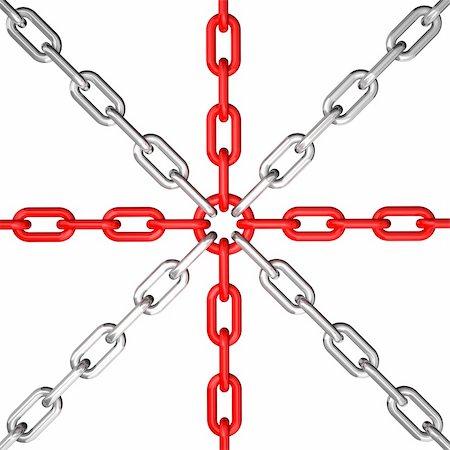 faberfoto (artist) - 3d illustration of a group of red and silver chain - conceptual image Foto de stock - Royalty-Free Super Valor e Assinatura, Número: 400-04219432