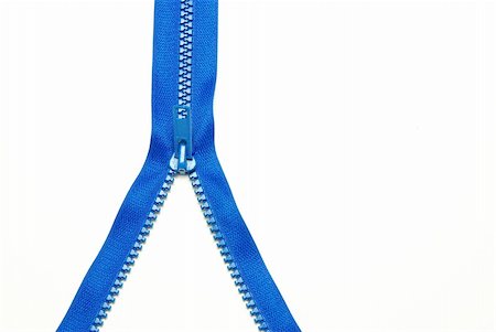 Unzipped blue metal zipper on white background Photographie de stock - Aubaine LD & Abonnement, Code: 400-04219531