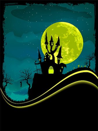 simsearch:400-04255918,k - Scary Halloween Castle with Copy Space. EPS 8 vector file included Stock Photo - Budget Royalty-Free & Subscription, Code: 400-04219667