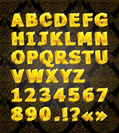 golden 3D shiny font Foto de stock - Super Valor sin royalties y Suscripción, Código: 400-04219758