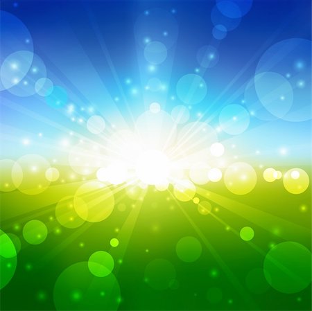 sunlight effect - Vector Blurry summer view with sunlight Stock Photo - Budget Royalty-Free & Subscription, Code: 400-04219764