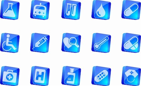 Healthcare and Pharma icons  blue transparent box series Stock Photo - Budget Royalty-Free & Subscription, Code: 400-04219787