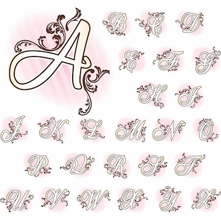 simsearch:400-08793078,k - Elegant set of letters inspired by French rococo style. Graphics are grouped and in several layers for easy editing. The file can be scaled to any size. Stockbilder - Microstock & Abonnement, Bildnummer: 400-04219810