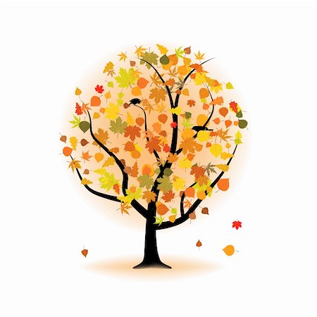 Maple tree, autumn leaf fall. EPS 8 vector file included Photographie de stock - Aubaine LD & Abonnement, Code: 400-04219960