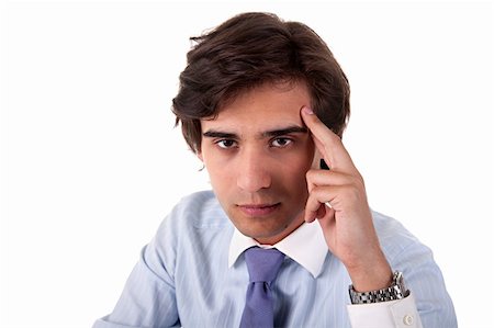 simsearch:400-07680948,k - Portrait of a young  businessman thinking, isolated on white, studio shot Foto de stock - Super Valor sin royalties y Suscripción, Código: 400-04210200