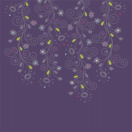 simsearch:400-04547987,k - Dark purple floral background vector illustration Foto de stock - Super Valor sin royalties y Suscripción, Código: 400-04210239