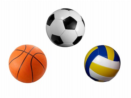 closeup of soccer, baskey and volley ball on white background. each one is a separate picture in full cameras resolution Stock Photo - Budget Royalty-Free & Subscription, Code: 400-04210241
