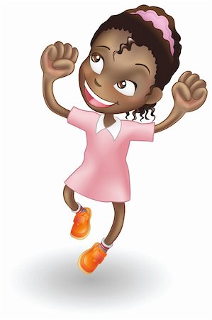 An illustration of a young black girl jumping for joy Stock Photo - Budget Royalty-Free & Subscription, Code: 400-04210252