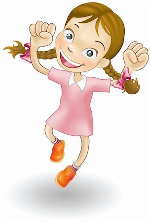 simsearch:400-04850794,k - An illustration of a young Caucasian girl jumping for joy Stock Photo - Budget Royalty-Free & Subscription, Code: 400-04210253