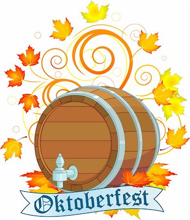 fun plant clip art - Decorative Oktoberfest design with beer keg Stock Photo - Budget Royalty-Free & Subscription, Code: 400-04210414