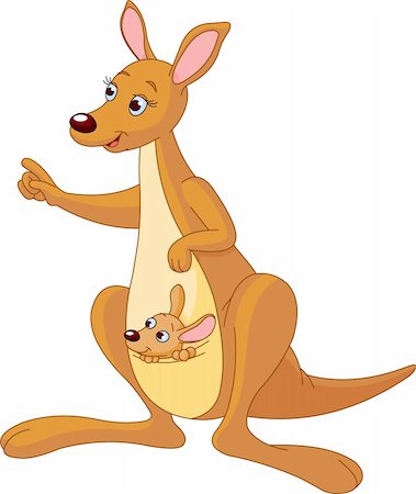 Pointing cartoon kangaroo and its baby Joey. Stock Photo - Budget Royalty-Free & Subscription, Code: 400-04210425