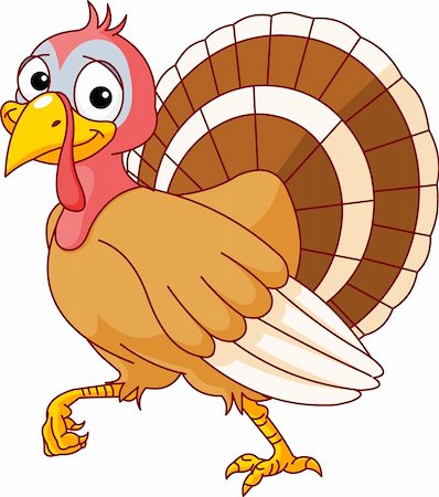 simsearch:400-07216215,k - Walking Thanksgiving Turkey. Isolated on a white background. Foto de stock - Royalty-Free Super Valor e Assinatura, Número: 400-04210478