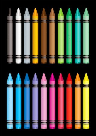 simsearch:400-04386917,k - Brightly coloured crayon collection with black background Fotografie stock - Microstock e Abbonamento, Codice: 400-04210558