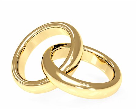 simsearch:400-04070018,k - Two 3d gold wedding rings. Objects over white Stockbilder - Microstock & Abonnement, Bildnummer: 400-04210634