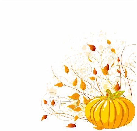 simsearch:400-08196096,k - Autumn Pumpkin and leaves -  illustrated background. Photographie de stock - Aubaine LD & Abonnement, Code: 400-04210724