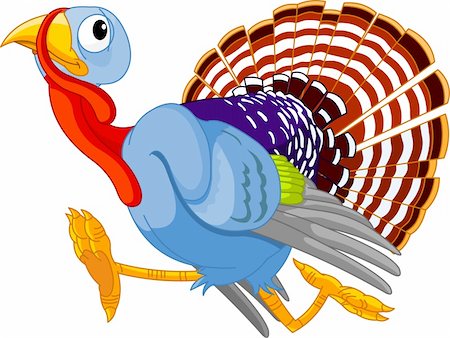 simsearch:400-04214796,k - Cartoon turkey running, isolated on white background Stockbilder - Microstock & Abonnement, Bildnummer: 400-04210730