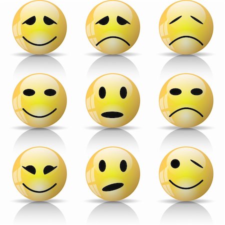 sad yellow icon - Illustration of Smileys Icons on a white background. Stock Photo - Budget Royalty-Free & Subscription, Code: 400-04210743
